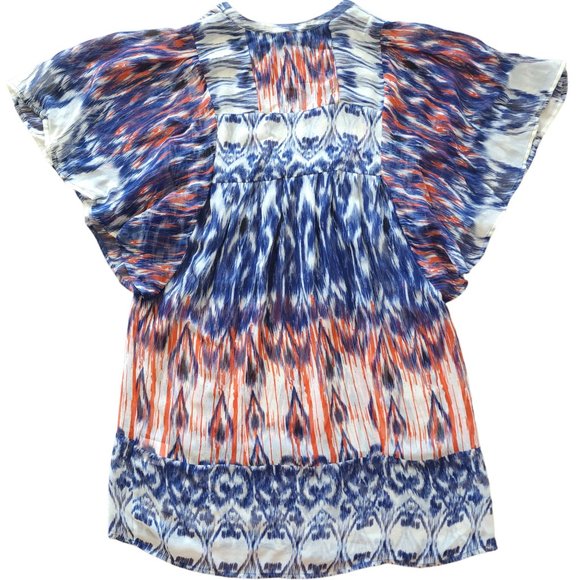 Joie red blue white 100% silk sheer tunic top - Picture 8 of 8